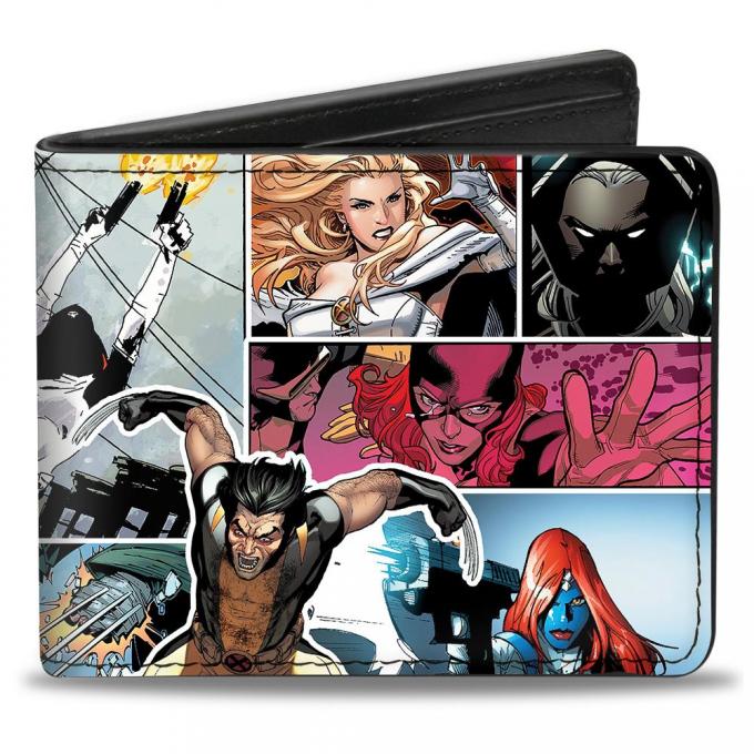 MARVEL X-MEN 
Bi-Fold Wallet - X-Men Wolverine Jumping/11-Comic Scene Blocks