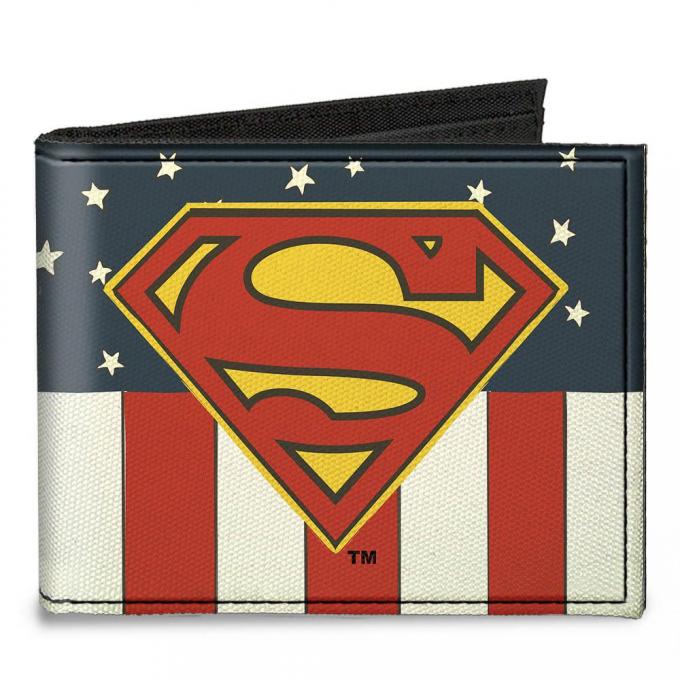 Canvas Bi-Fold Wallet - Superman Shield Americana Red/White/Blue/Yellow