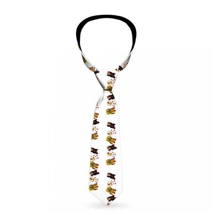 Buckle-Down Necktie - Maneki Neko Lucky Cats Gold/Black/White