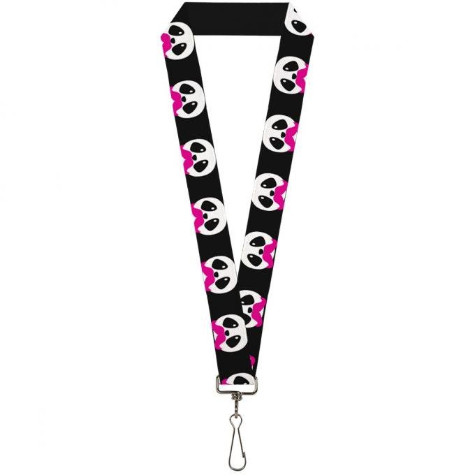 Buckle-Down Lanyard - Panda Face w/Pink Mustache