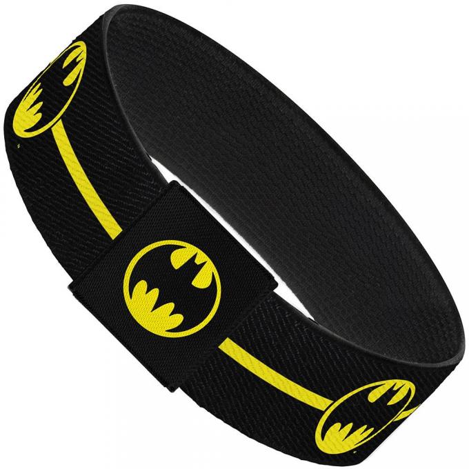 Elastic Bracelet - 1.0" - BATMAN/Bat Signal Single Stripe Black/Yellow