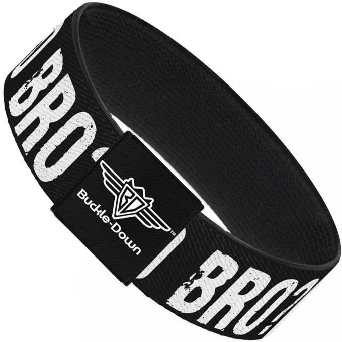 Buckle-Down Elastic Bracelet - U MAD BRO? Weathered Black/White