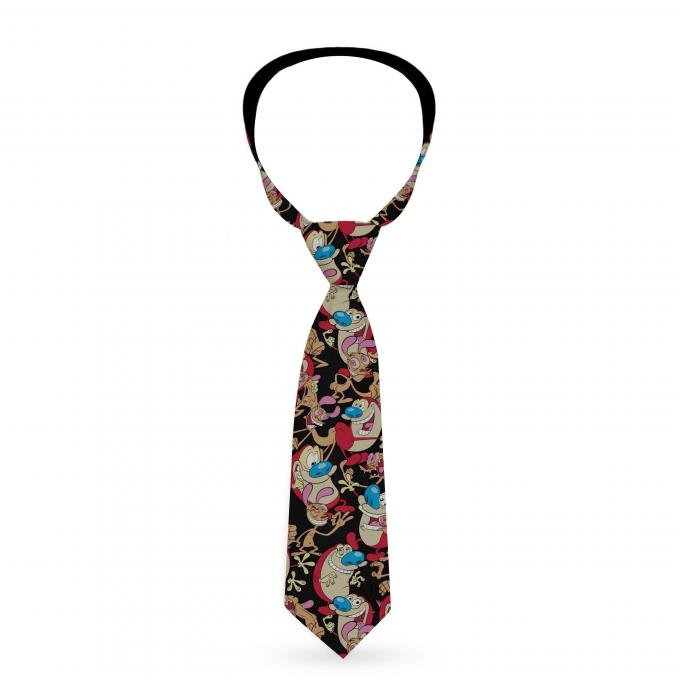 Necktie Standard - Nick Ren & Stimpy Poses Scattered Black