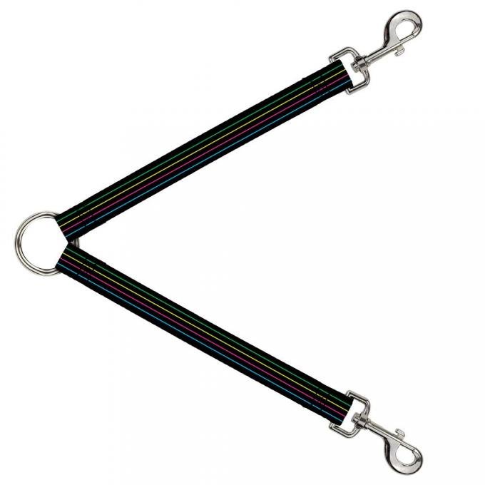 Dog Leash Splitter - Pinstripes Black/Multi Color