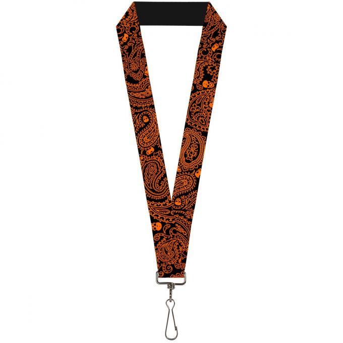 Buckle-Down Lanyard - Bandana/Skulls Black/Orange
