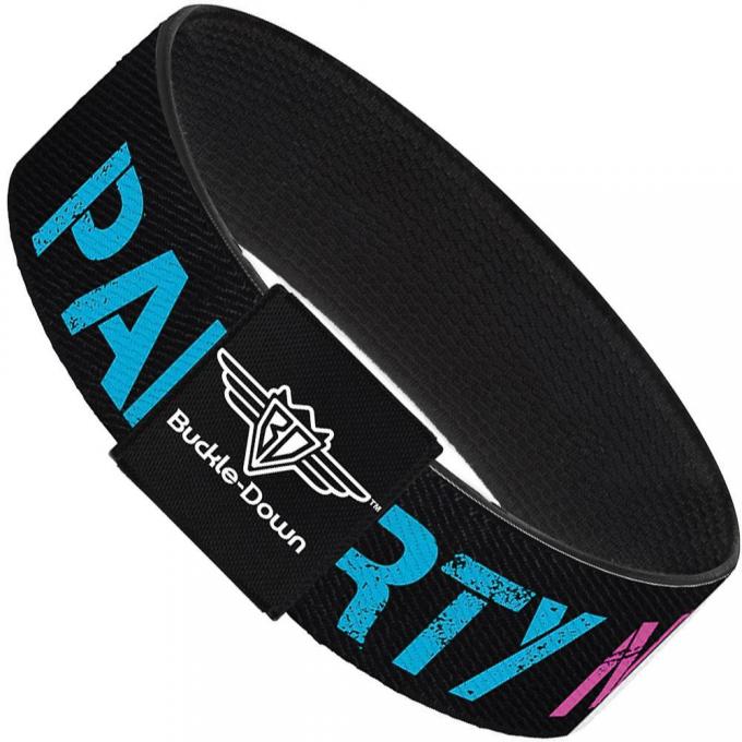 Buckle-Down Elastic Bracelet - PARTY NAKED Black/Turquoise/Fuchsia