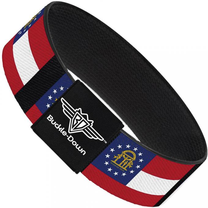 Buckle-Down Elastic Bracelet - Georgia Flags/Black