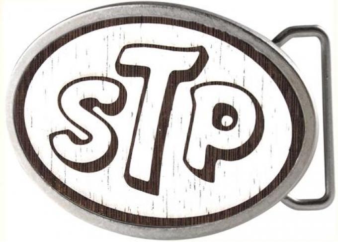 STP Logo Framed GW White - Matte Oval Rock Star Buckle