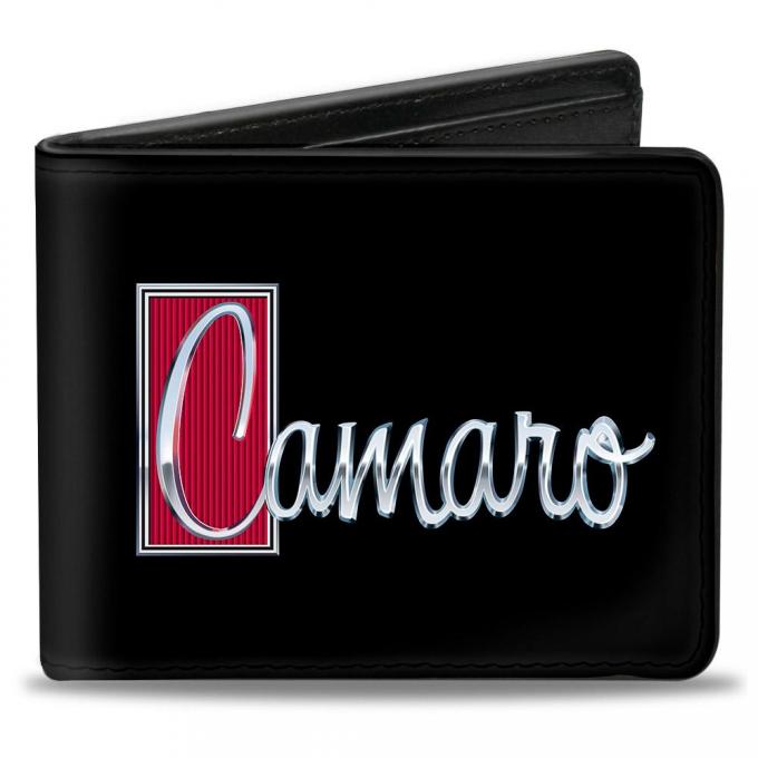 Bi-Fold Wallet - 1972 CAMARO Script Emblem Black/Silver/Reds