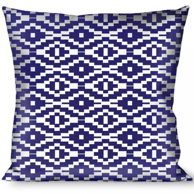 Buckle-Down Throw Pillow - Geometric Diamond Blue/White