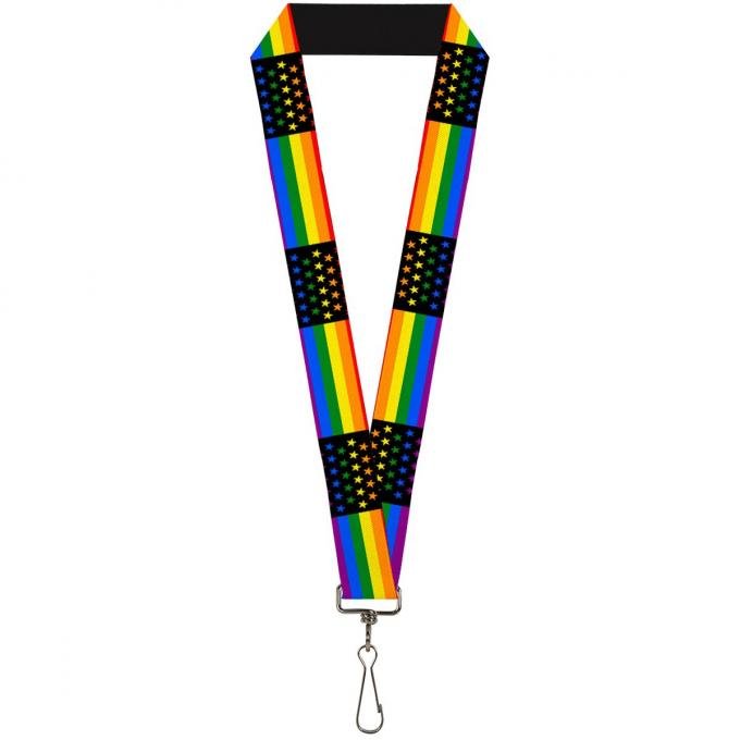 Buckle-Down Lanyard - Flag American Pride Rainbow/Black