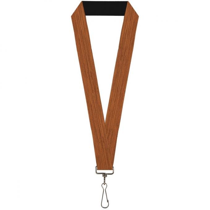 Buckle-Down Lanyard - Wood Grain2 Horizontal Reddish Brown