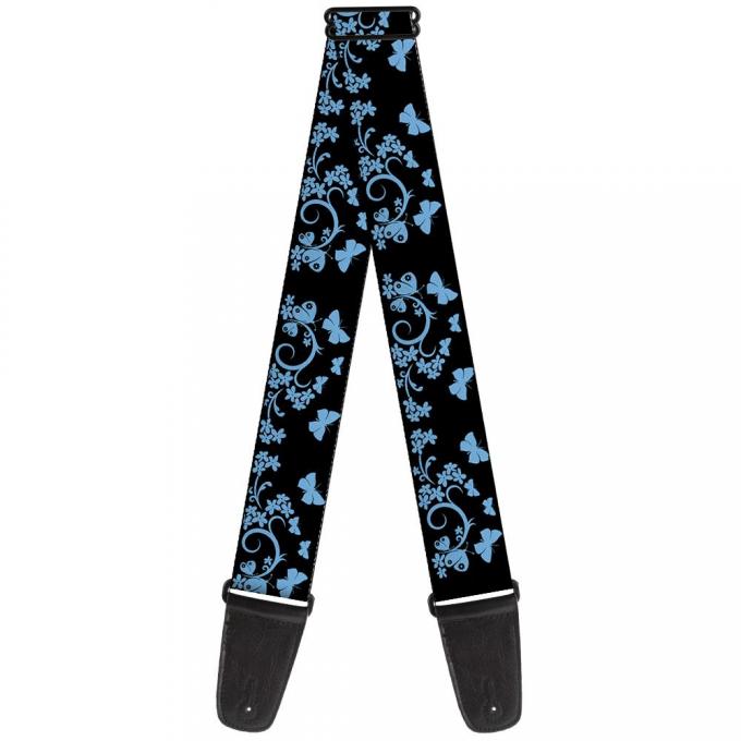 Guitar Strap - Butterfly Garden Black/Blue