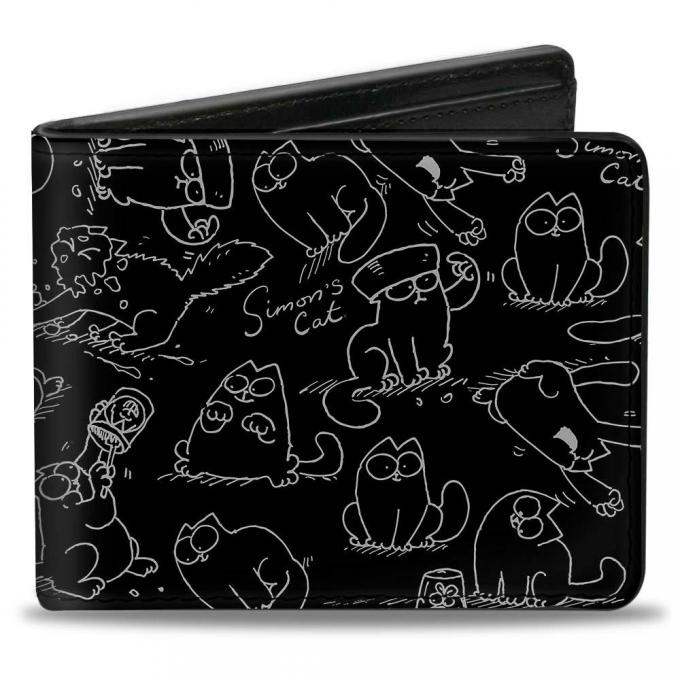 Bi-Fold Wallet - Simon's Cat Sketch Poses Black/Gray/White