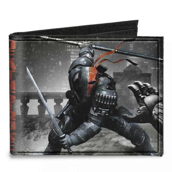 Canvas Bi-Fold Wallet - DEATHSTROKE Arkham Origins Action Pose/Snow Grays/Red