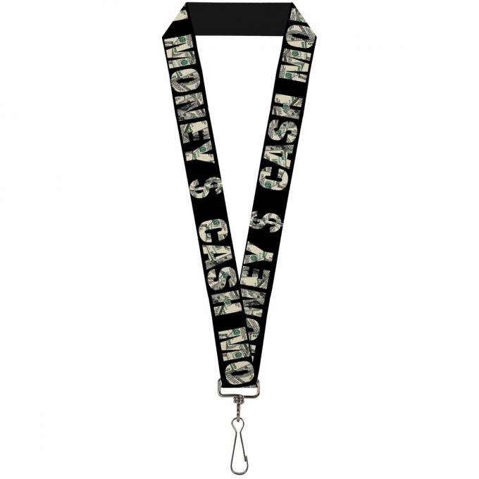 Buckle-Down Lanyard - CASH MONEY $ Black/Dollars