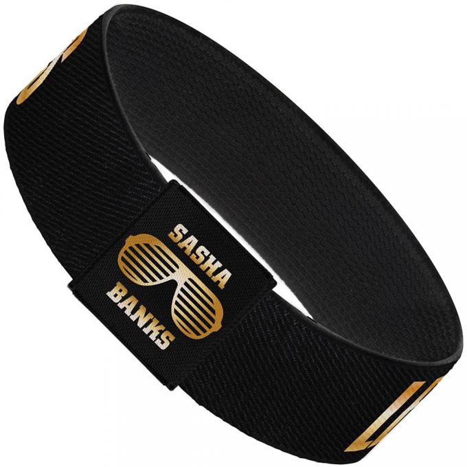 Elastic Bracelet - 1.0" - Sasha Banks LEGIT BOSS Black/Gold