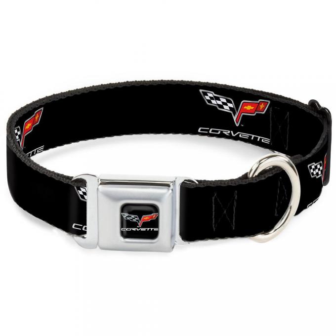 Dog Collar C6-C6 Black/Silver - C6 Logo Repeat