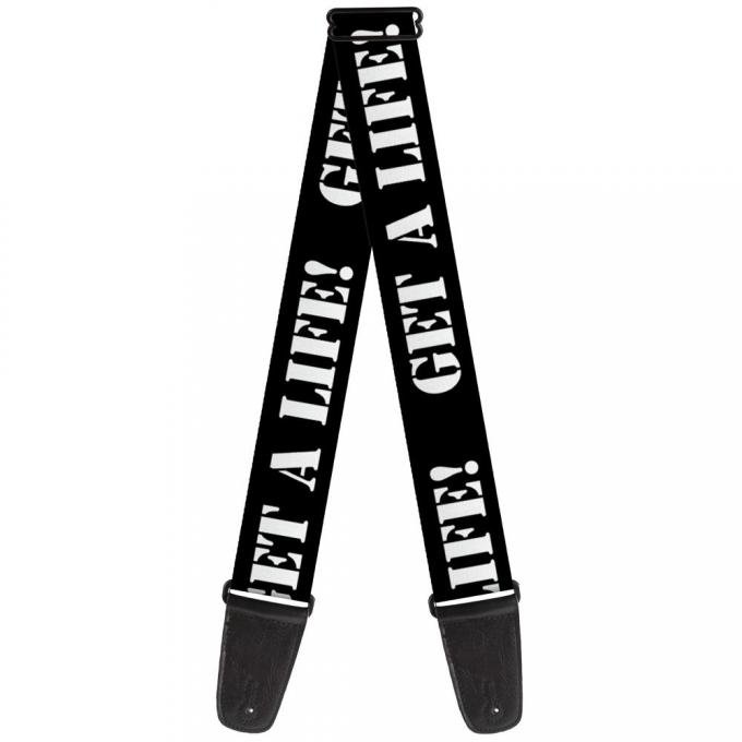 Guitar Strap - GET A LIFE! Black/White