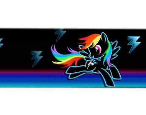 Magnetic Web Belt MLPD-My Little Pony Logo Full Color Black/Pink - 1.0" - Rainbow Dash Pose/Lightning Bolts Black/Blues Webbing