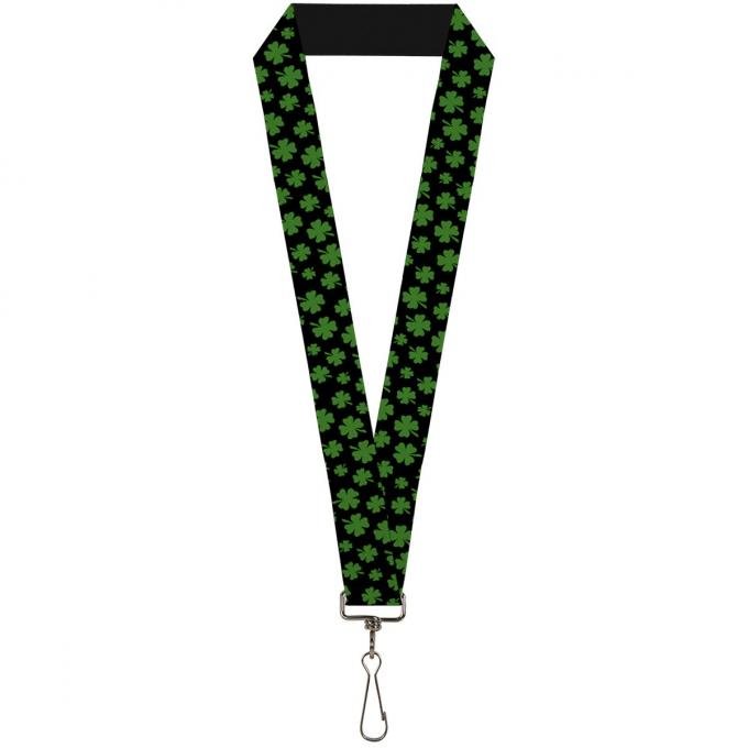 Buckle-Down Lanyard - St. Pat's Clovers Scattered Black/Green