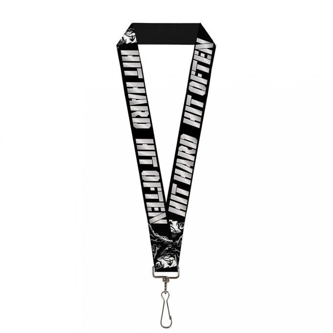 Lanyard - 1.0" - Roman Reigns Pose HIT HARD HIT OFTEN Black/Grays/White