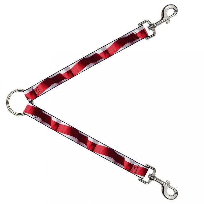 Dog Leash Splitter - American Flag Vivid Stripes C/U Red/White