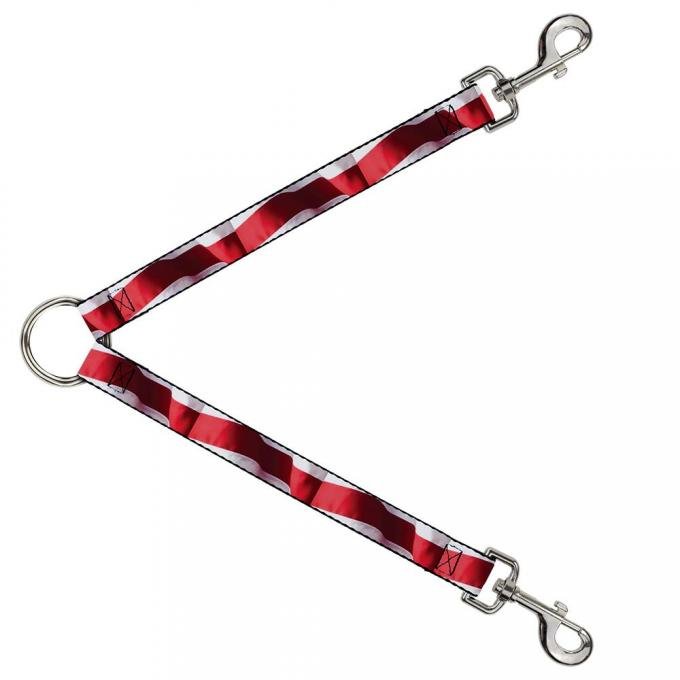 Dog Leash Splitter - American Flag Vivid Stripes C/U Red/White