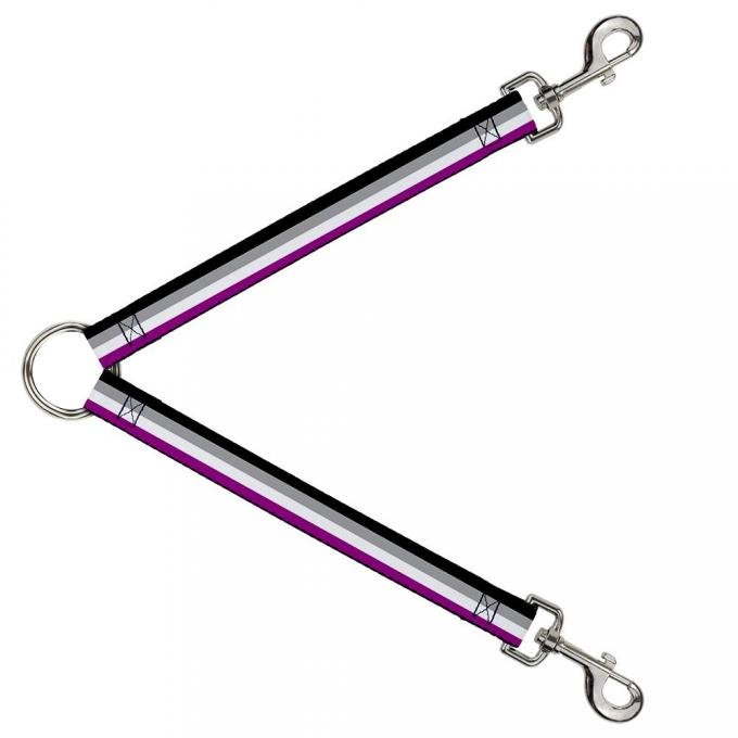 Dog Leash Splitter - Flag Asexual Black/Gray/White/Purple