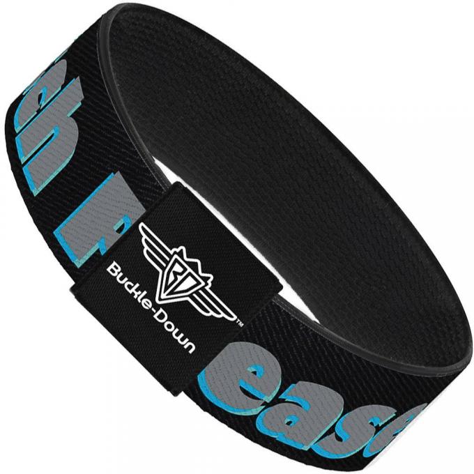 Buckle-Down Elastic Bracelet - BITCH PLEASE Black/Blue/Gray