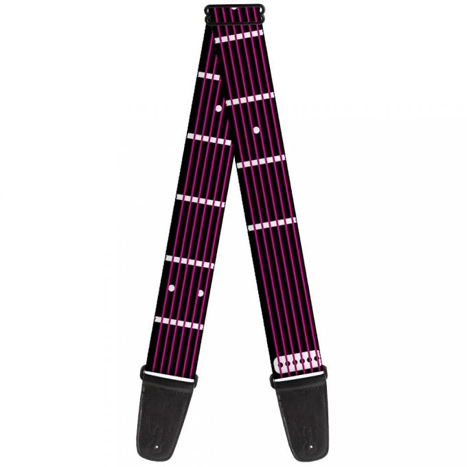 Guitar Strap - Guitar Neck Black/White/Pink