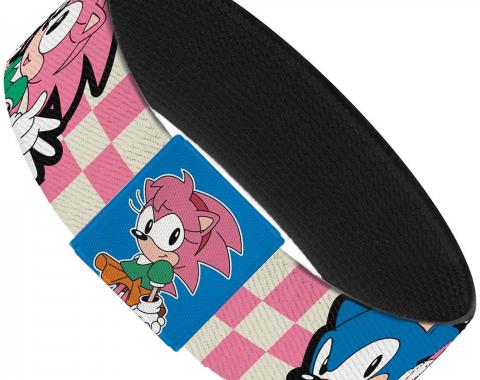 SONIC CLASSIC 
Elastic Bracelet - 1.0" - Amy & Sonic Poses Checker Pink/White