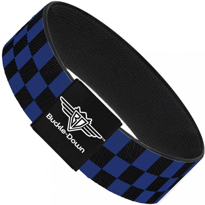 Buckle-Down Elastic Bracelet - Checker Black/Royal 288C