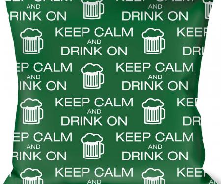 Buckle-Down Throw Pillow - KEEP CALM AND DRINK ON/Beer Green/White