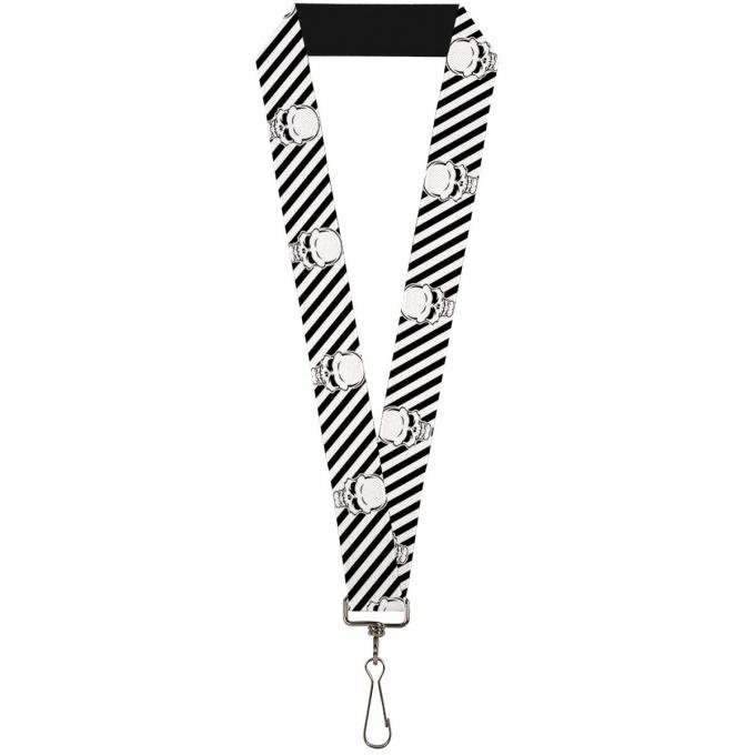 Buckle-Down Lanyard - Metal Skull Black/White