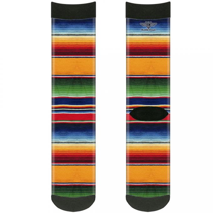 Sock Pair - Polyester - Zarape2 Vertical Multi Color Stripe - CREW