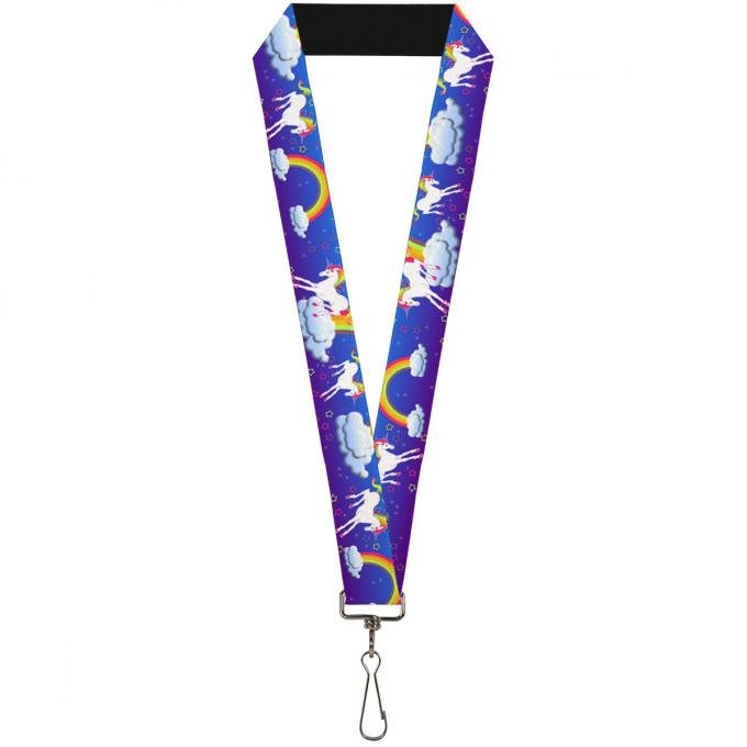 Buckle-Down Lanyard - Unicorns/Rainbows/Stars Blue/Purple