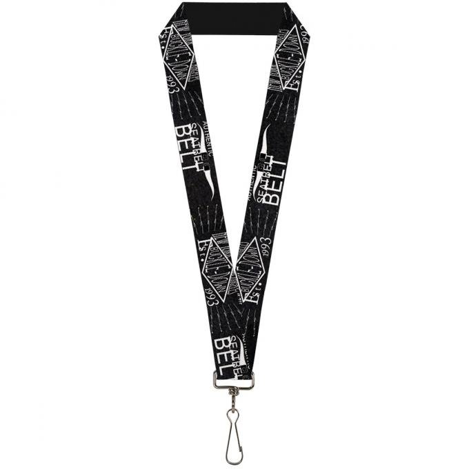 Buckle-Down Lanyard - BD AUTHENTIC SEATBELT BELT NY-LA Black/White