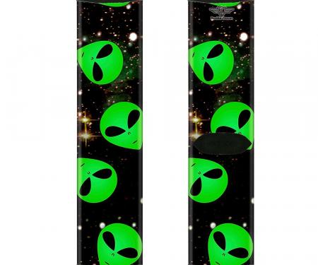 Sock Pair - Polyester - Aliens Head Scattered Galaxy2/Green/Black - CREW