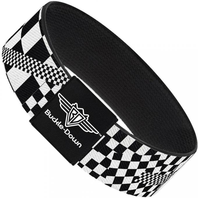 Buckle-Down Elastic Bracelet - Funky Checkers Black/White