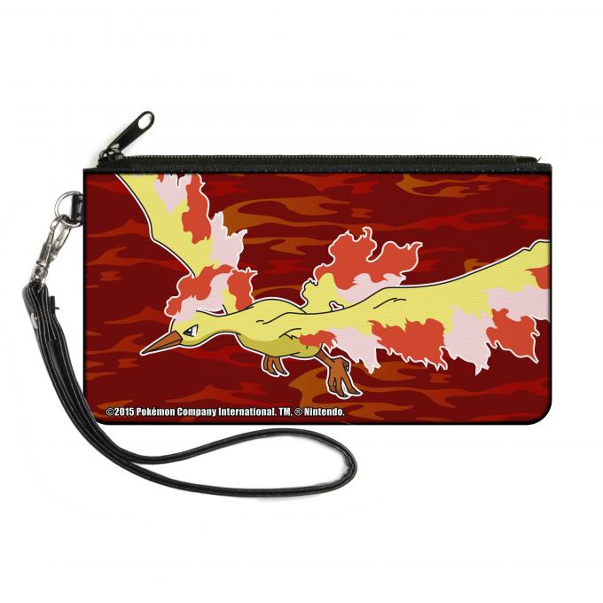 Canvas Zipper Wallet - SMALL - Moltres Fire Flying Pose3/Flames Reds