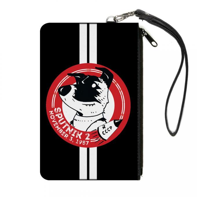 Canvas Zipper Wallet - LARGE - SPUTNIK 2 Laika Dog Black/Red/White