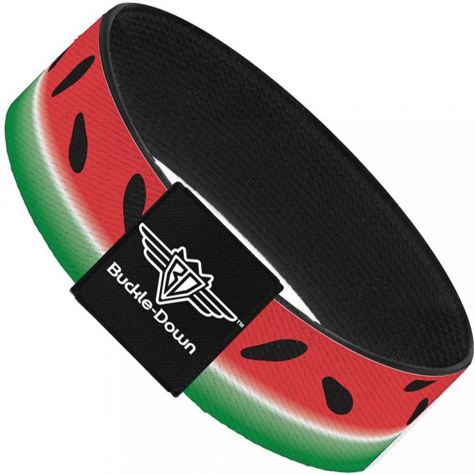 Buckle-Down Elastic Bracelet - Watermelon Stripe Red/Green/Black