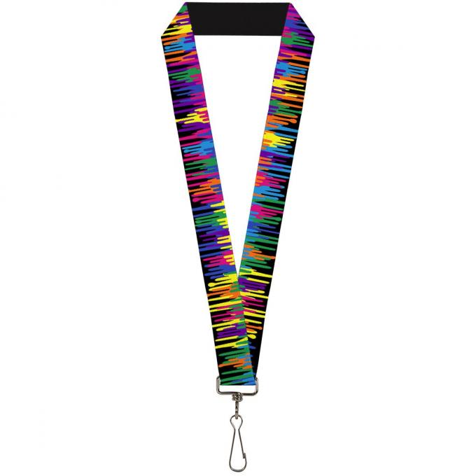 Buckle-Down Lanyard - Paint Drips Black/Multi Neon