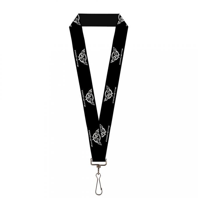 Lanyard - 1.0" - Corvette Black/Silver REPEAT