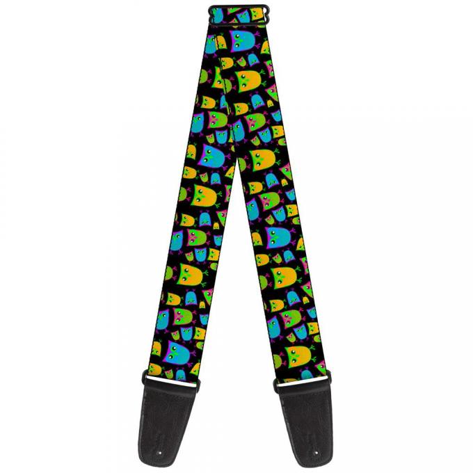 Guitar Strap - Owls Black/Multi Neon