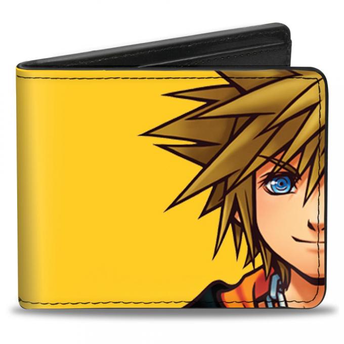 Bi-Fold Wallet - Kingdom Hearts II Master Form Sora Half Face CLOSE-UP Yellow