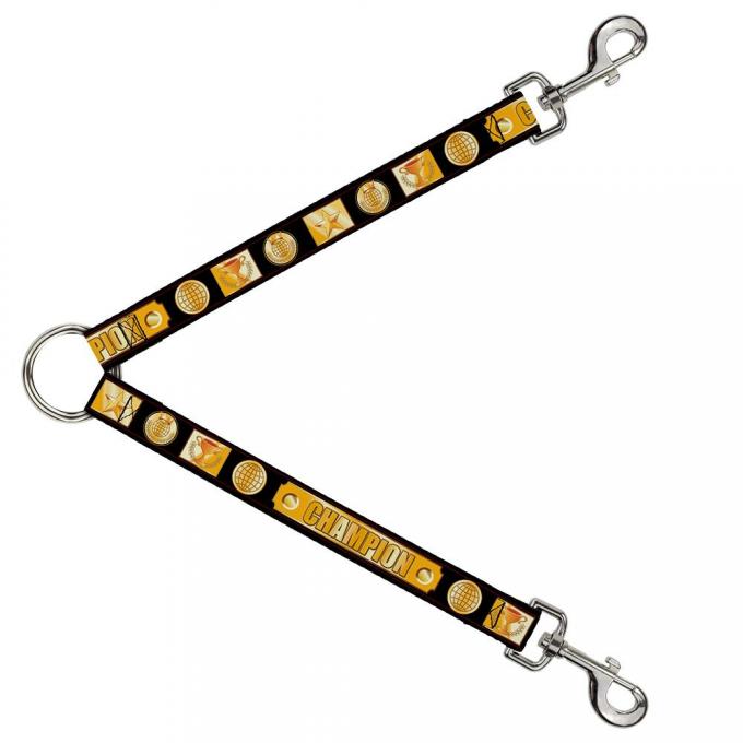 Dog Leash Splitter - CHAMPION Belt/Icons Black/Golds