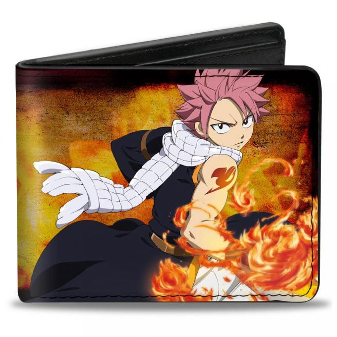 Bi-Fold Wallet - Natsu Dragneel Fire Fist Pose/Flames + FAIRY TAIL Black/Oranges