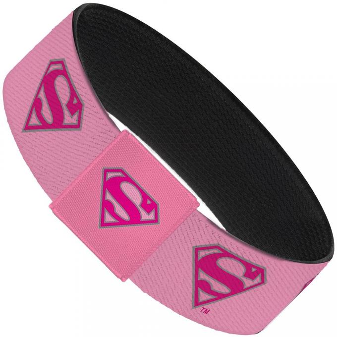 Elastic Bracelet - 1.0" - Superman Shield Pink